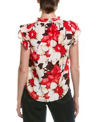 Anne Klein Petite Ruffle Sleeve Tie Blouse