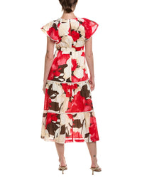 Anne Klein Petite Flutter Sleeve Tiered Midi Dress