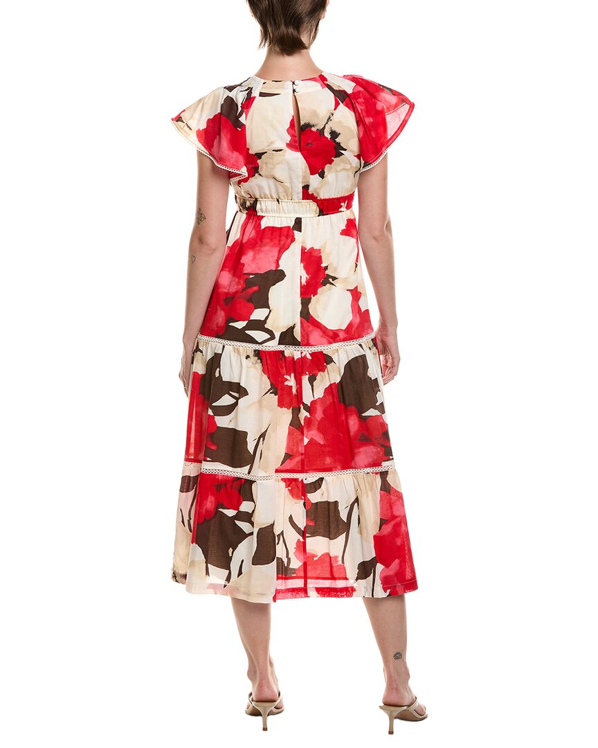 Anne Klein Petite Flutter Sleeve Tiered Midi Dress
