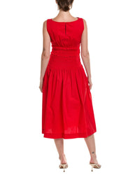 Anne Klein Petite Smocked Boat Neck Midi Dress