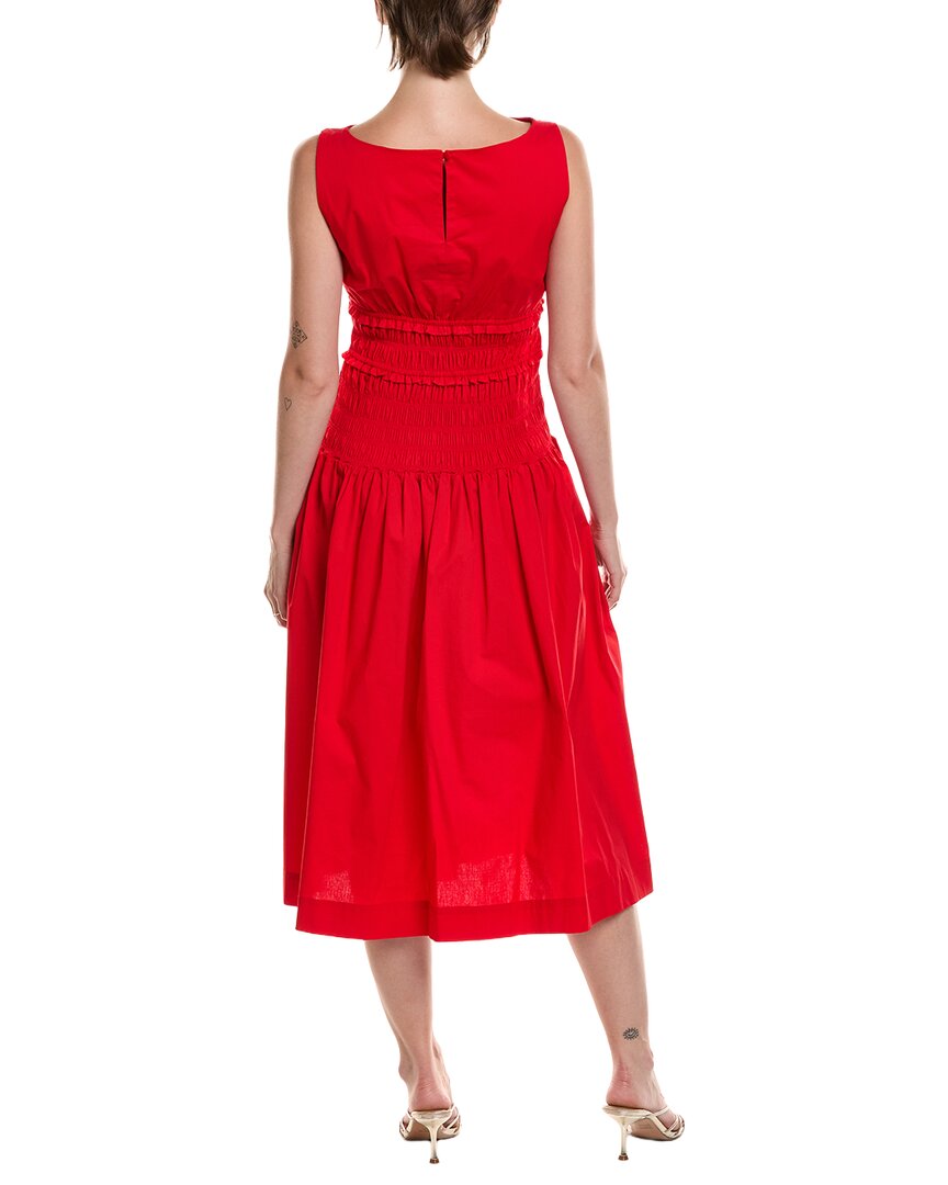 Anne Klein Petite Smocked Boat Neck Midi Dress