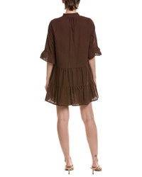 Anne Klein Petite Stand Collar Tiered Shirtdress
