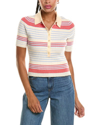 525 America Textured Stripe Polo Sweater
