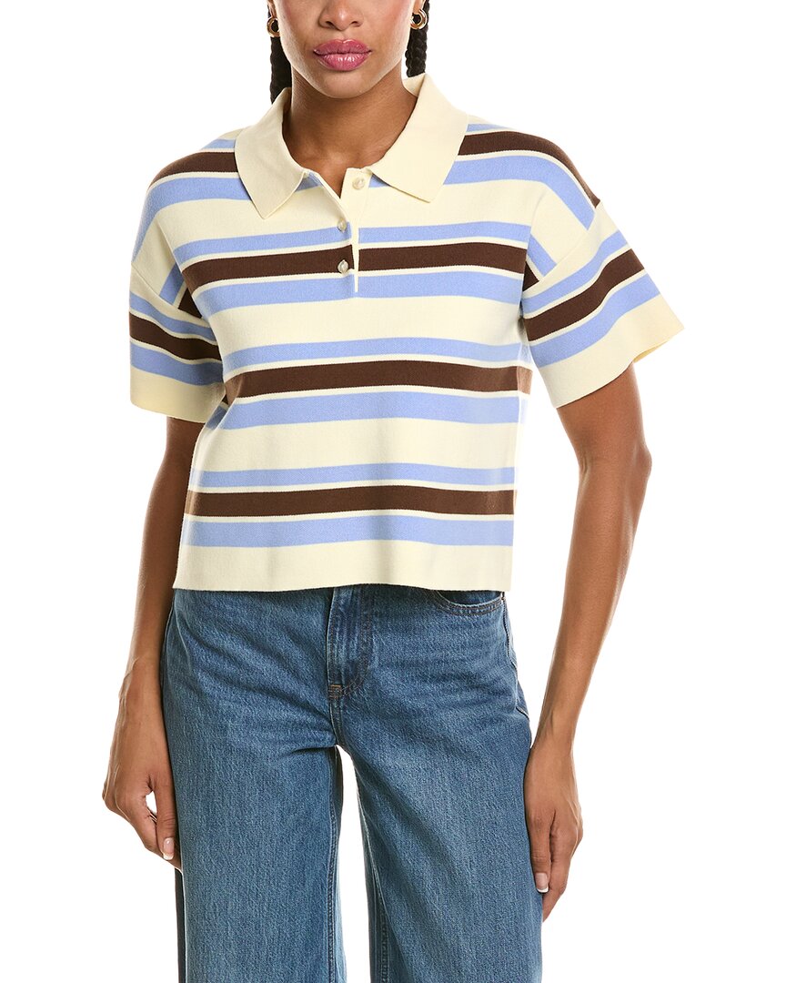 525 America Cropped Stripe Polo Sweater