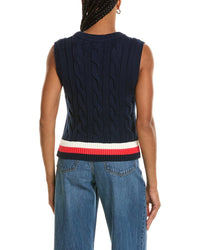 525 America Cable Knit V Neck Vest Pullover