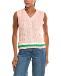 525 America Cable Knit V Neck Vest Pullover
