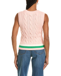 525 America Cable Knit V Neck Vest Pullover