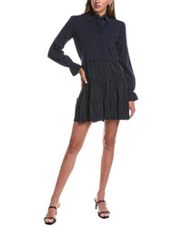 Cinq À Sept Knit Combo Luciana Silk-Trim Dress