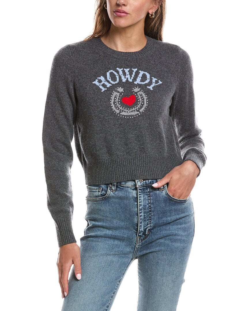 Cinq À Sept Howdy Cropped Graphic Crewneck Sweater