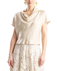 Natori Natori Silk Twill Cowl Neck Top