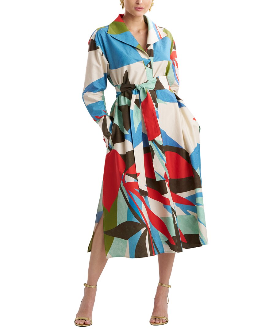 Natori Natori Abstract Palm Poplin Oversized Shirtdress