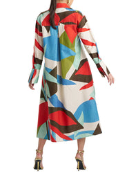 Natori Natori Abstract Palm Poplin Oversized Shirtdress