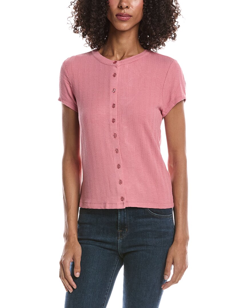 Bernardo Ribbed Button-Up Top