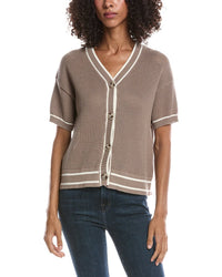 Bernardo Bernardo Basketweave Tipped Cardigan