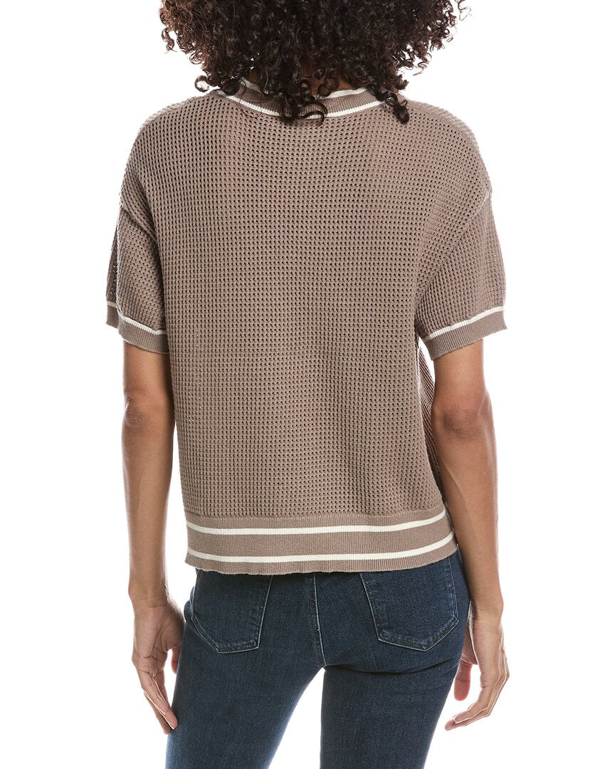 Bernardo Bernardo Basketweave Tipped Cardigan