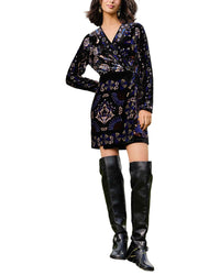FARM Rio Farm Rio Arabesque Mix Scarves Black Wrap Mini Dress