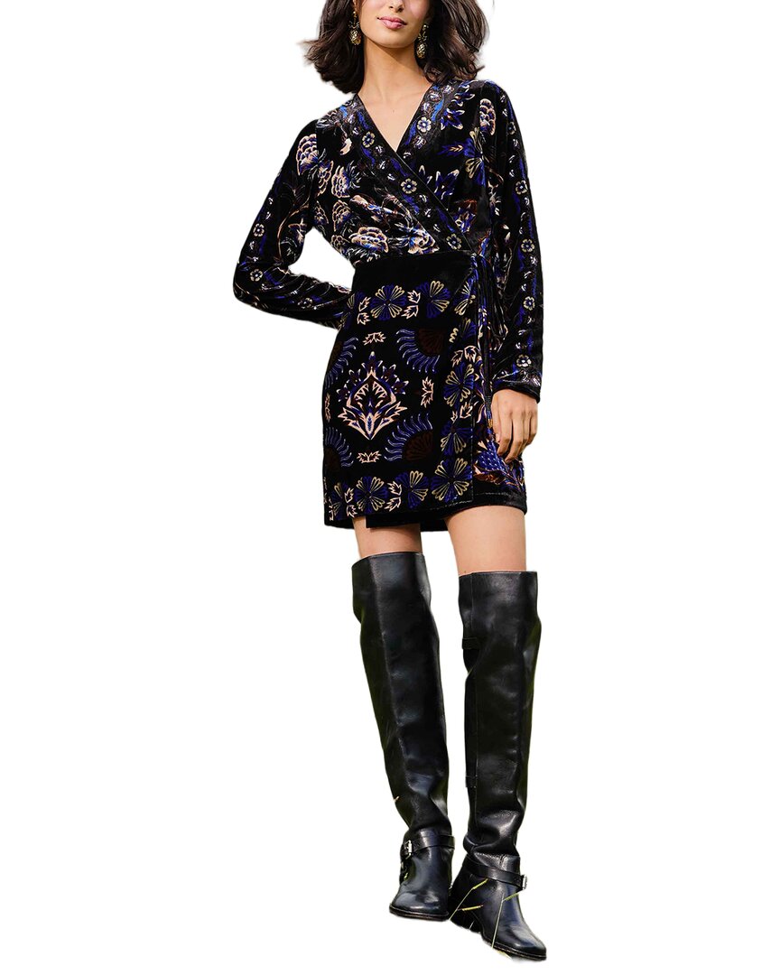 FARM Rio Farm Rio Arabesque Mix Scarves Black Wrap Mini Dress