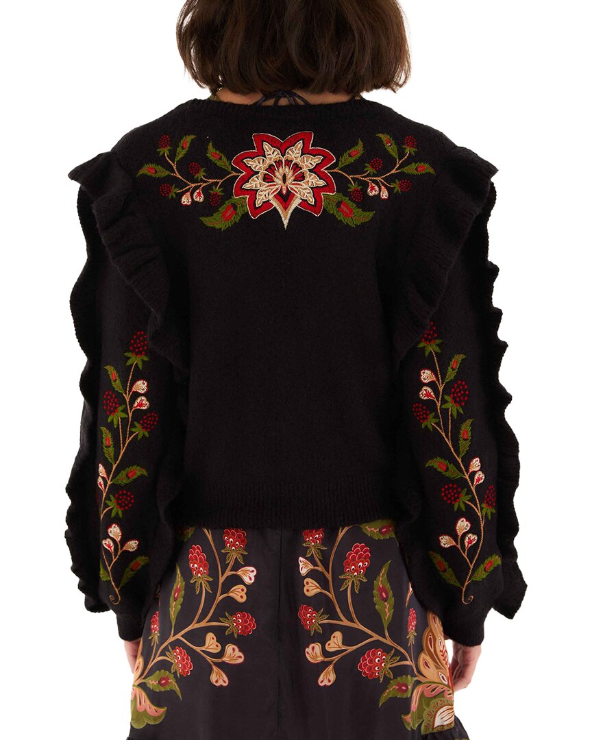 FARM Rio Farm Rio Berry Embroidery Knit Wool & Alpaca-Blend Cardigan