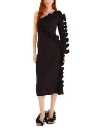 FARM Rio Farm Rio Black One Shoulder Midi Dress
