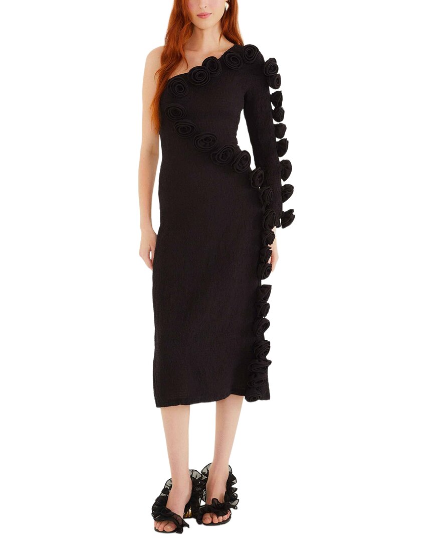 FARM Rio Farm Rio Black One Shoulder Midi Dress