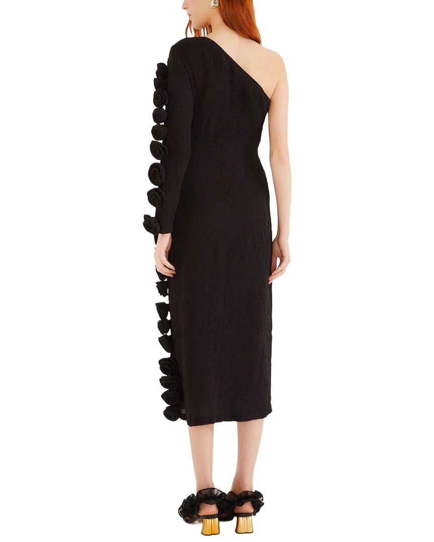 FARM Rio Farm Rio Black One Shoulder Midi Dress