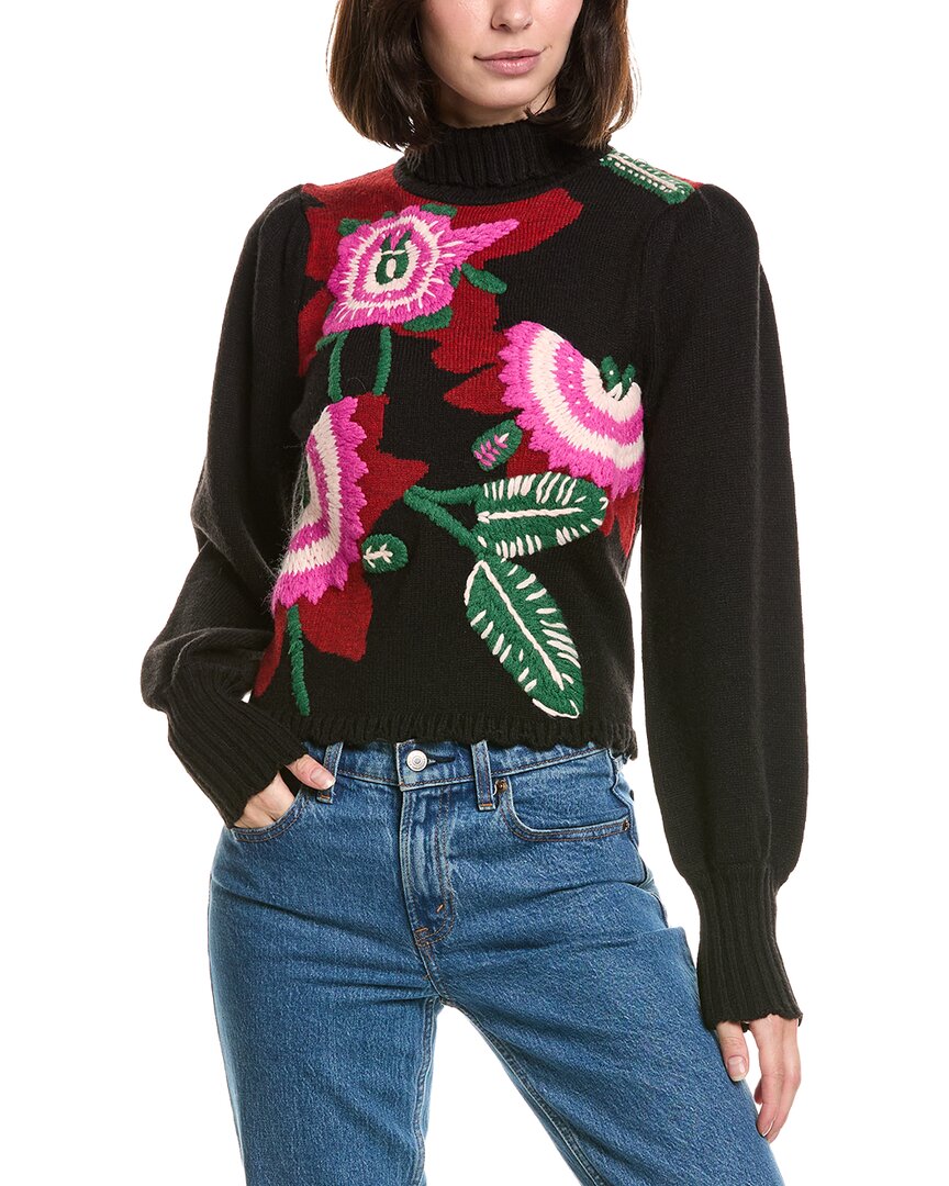 FARM Rio Farm Rio Bold Colorful Flower Knit Wool-Blend Sweater