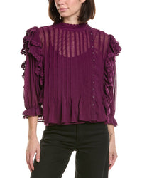 FARM Rio Farm Rio Burgundy Ruffled Blouse