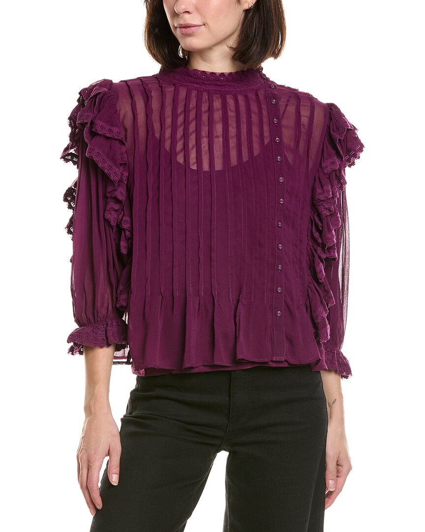 FARM Rio Farm Rio Burgundy Ruffled Blouse