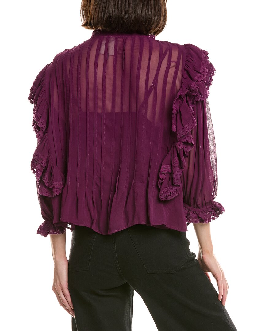 FARM Rio Farm Rio Burgundy Ruffled Blouse