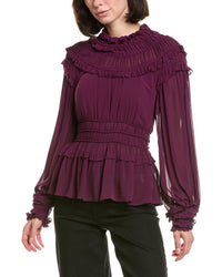 FARM Rio Farm Rio Burgundy Ruffled Blouse