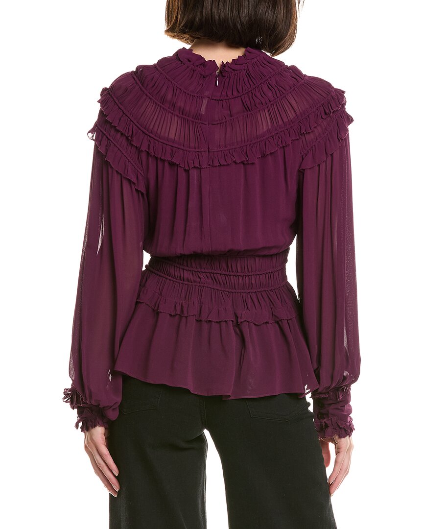 FARM Rio Farm Rio Burgundy Ruffled Blouse