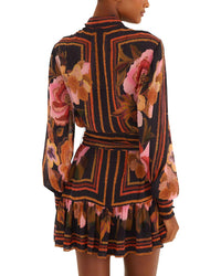 FARM Rio Farm Rio Chenille Flowers Black Mini Dress