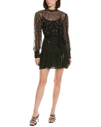 FARM Rio Farm Rio Embroidered Tulle Black Mini Dress