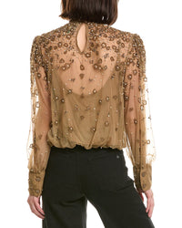 FARM Rio Farm Rio Embroidered Tulle Bubble Caramel Blouse