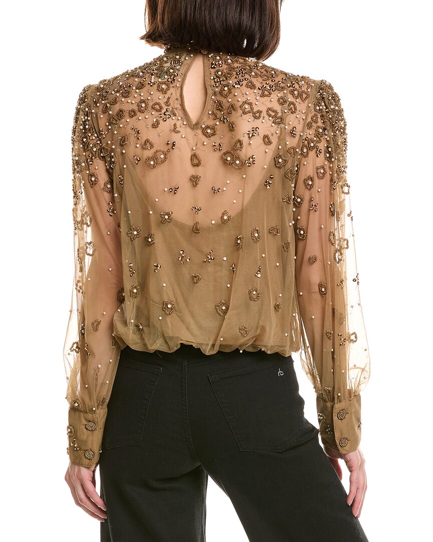 FARM Rio Farm Rio Embroidered Tulle Bubble Caramel Blouse