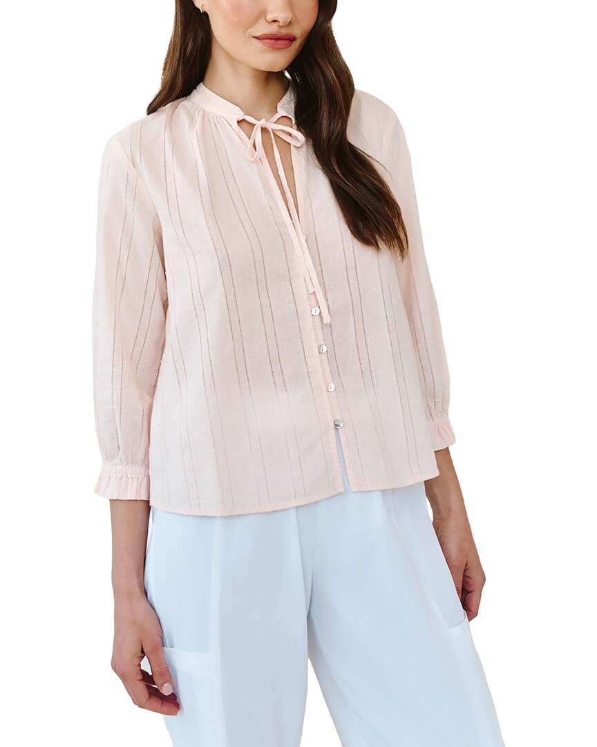 Bella Dahl 3/4-Sleeve Tie-Neck Blouse