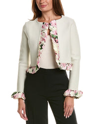 Oscar de la Renta Oscar De La Renta Cherry Blossom Bubble Twist Trim Cardigan