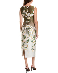 Oscar de la Renta Oscar De La Renta Sleeveless Jacquard Ombre Cherry Silk-Blend Midi Dress