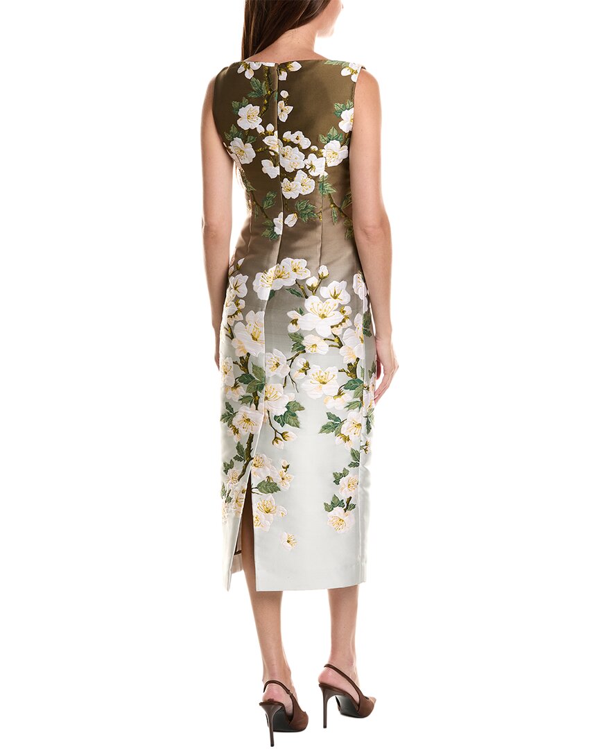 Oscar de la Renta Oscar De La Renta Sleeveless Jacquard Ombre Cherry Silk-Blend Midi Dress