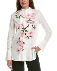Oscar de la Renta Oscar De La Renta Long Sleeve Cherry Blossom Blouse