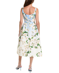 Oscar de la Renta Oscar De La Renta Cherry Blossom Faille Silk-Lined Midi Dress