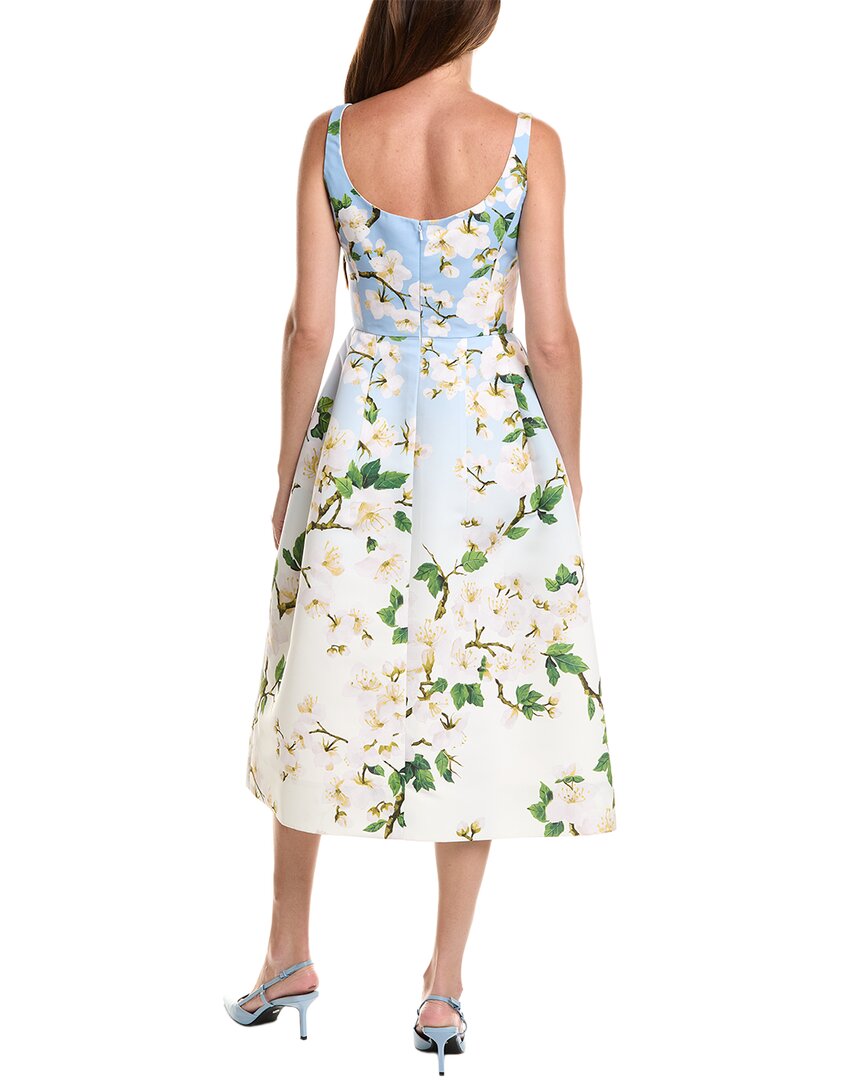 Oscar de la Renta Oscar De La Renta Cherry Blossom Faille Silk-Lined Midi Dress