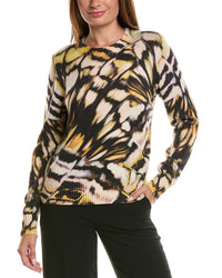 Oscar de la Renta Oscar De La Renta Butterfly Print Jacquard Wool Pullover