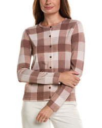 Oscar de la Renta Oscar De La Renta Printed Plaid Inset Cardigan