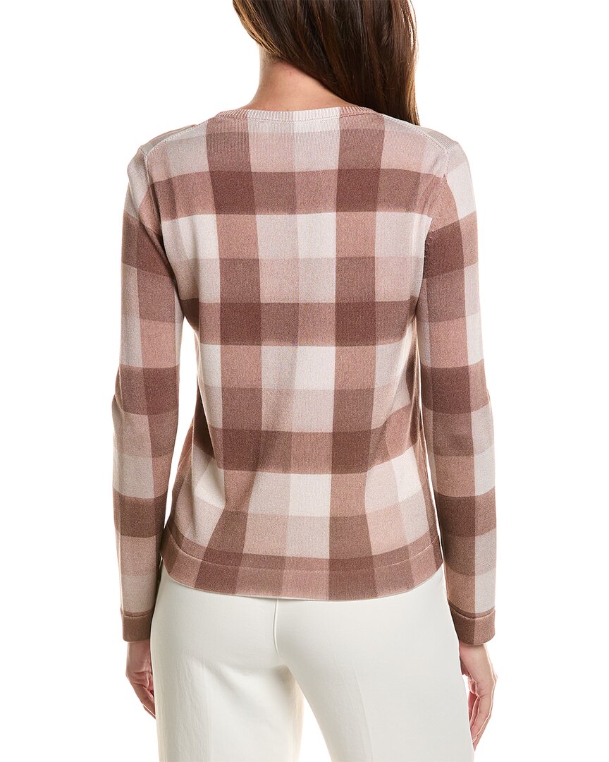 Oscar de la Renta Oscar De La Renta Printed Plaid Inset Cardigan