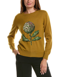 Oscar de la Renta Oscar De La Renta Artichoke Embroidered Jacquard Wool-Blend Sweater