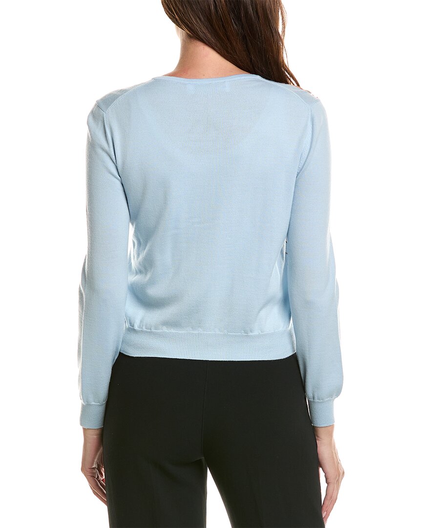Oscar de la Renta Oscar De La Renta Tonal Peony Embroidered Wool Cardigan