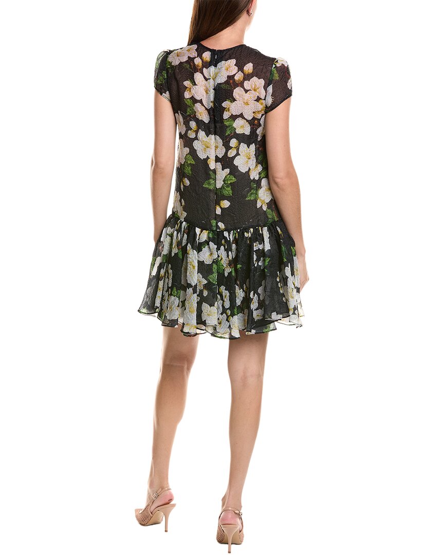 Oscar de la Renta Oscar De La Renta Drop-Waist Cherry Blossom Silk-Blend Mini Dress