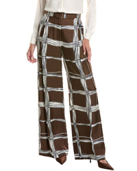 Oscar de la Renta Oscar De La Renta Wavy Plaid Silk Pant