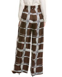Oscar de la Renta Oscar De La Renta Wavy Plaid Silk Pant